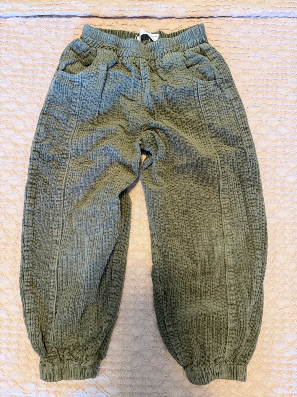 Olive Green Corduroy Lounge Pants Balloon Zara